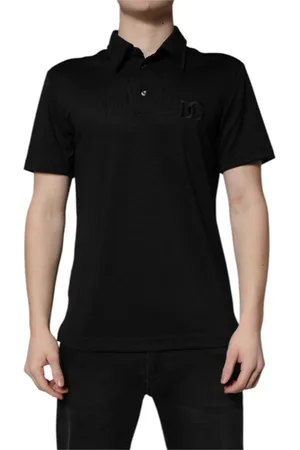 Dolce & Gabbana Homme, Tops, Noir, Taille: S Polo T-shirt noir à col et logo DG
