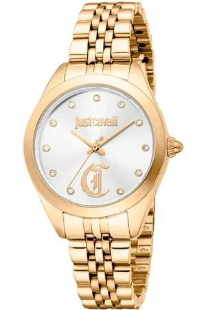 Roberto Cavalli Femme, Accessoires, Jaune, Taille: ONE Size Élégante Montre Analogique à Quartz avec Fermoir Deployant