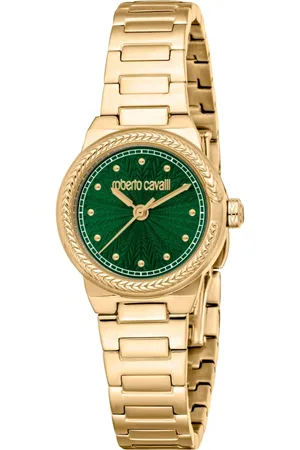 Roberto Cavalli Femme, Accessoires, Jaune, Taille: ONE Size Élégante Montre Analogique en Acier Inoxydable et Quartz