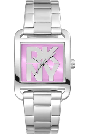 DKNY Femme, Accessoires, Gris, Taille: ONE Size Élégante Montre Analogique en Acier Inoxydable