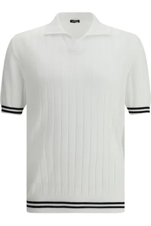 Kiton Homme, Tops, Blanc, Taille: M Polo Côtelé à Manches Rayées