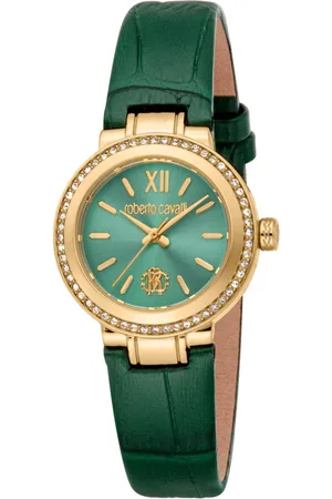 Roberto Cavalli Femme, Accessoires, Vert, Taille: ONE Size Elegant Quartz Watch with Leather Strap