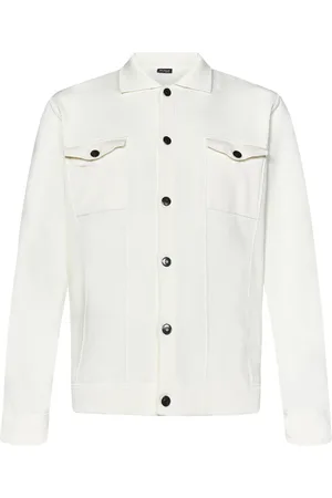 Kiton Homme, Vestes, Blanc, Taille: L Veste en Tricot de Coton Blanc
