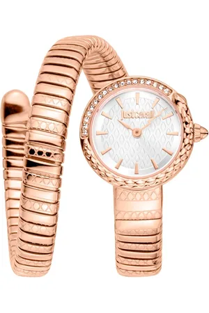 Roberto Cavalli Femme, Accessoires, Jaune, Taille: ONE Size Elegant Quartz Analog Steel Watch