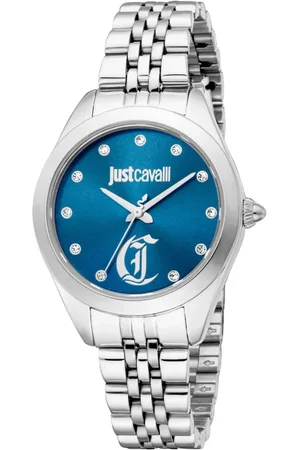 Roberto Cavalli Femme, Accessoires, Gris, Taille: ONE Size Élégante Montre Analogique à Quartz avec Fermoir Deployant