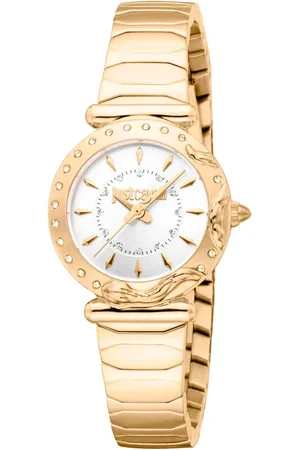 Roberto Cavalli Femme, Accessoires, Jaune, Taille: ONE Size Élégante Montre en Acier Inoxydable à Quartz