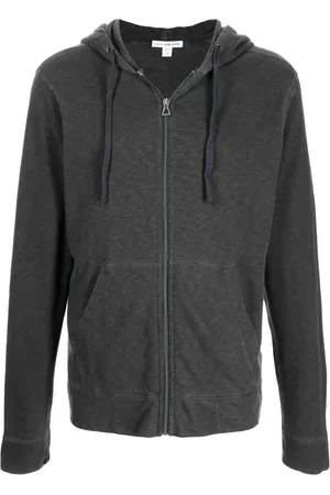 James Perse Homme, Sweatshirts et sweats à capuche, Gris, Taille: L Sweat à capuche zippé Carbone