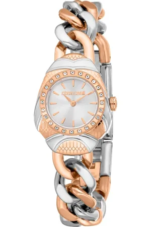 Roberto Cavalli Femme, Accessoires, Gris, Taille: ONE Size Élégante Montre Analogique en Acier Inoxydable et Quartz