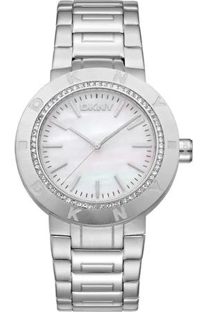 DKNY Femme, Accessoires, Gris, Taille: ONE Size Elegant Steel Strap Quartz Analog Watch