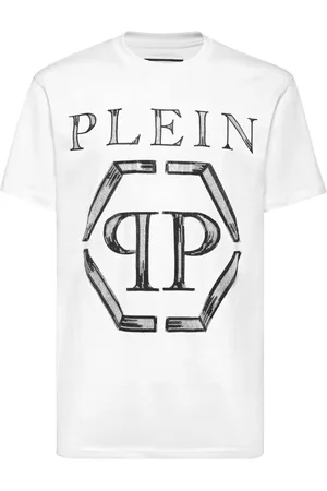 Philipp Plein Homme, Tops, Blanc, Taille: XL T-shirt en coton élégant