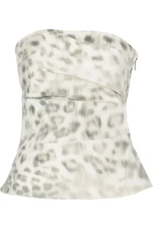 ROTATE Femme, Tops, Multicolore, Taille: 38 FR Haut en Coton Animalier avec Fermeture Éclair Latérale