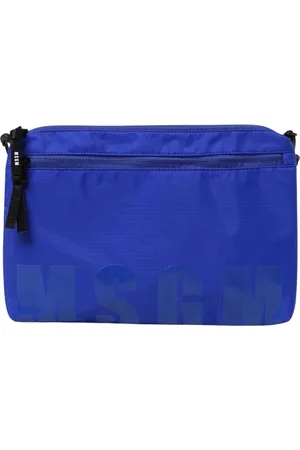 Msgm Homme, Sacs, Bleu, Taille: ONE Size Sac Bandoulière Bleu Logo Accessoire Élégant
