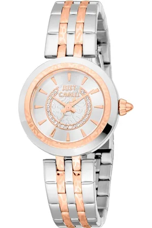 Roberto Cavalli Femme, Accessoires, Gris, Taille: ONE Size Élégante montre analogique en acier inoxydable à quartz