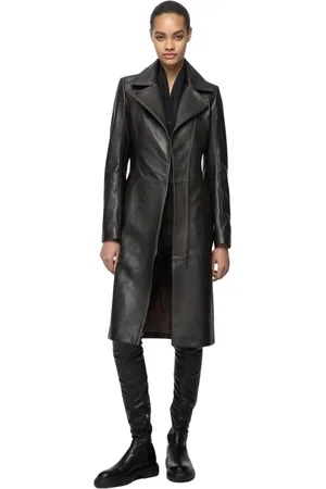 AMERICO VESPUCCI Femme, Vestes, Noir, Taille: 36 FR Eléanor - Manteau en cuir noir