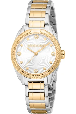 Roberto Cavalli Femme, Accessoires, Gris, Taille: ONE Size Élégante Montre Analogique en Acier Inoxydable avec Quartz