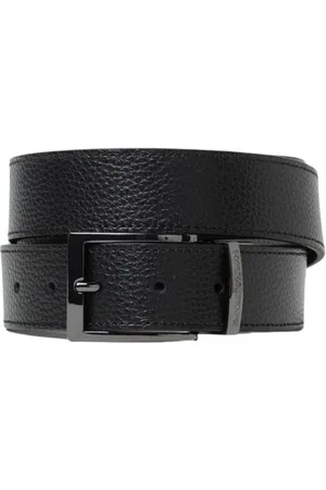 Emporio Armani Homme, Accessoires, Noir, Taille: ONE Size Ceinture en Cuir Réversible Noire avec Boucle