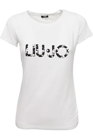 Liu Jo Femme, Tops, Blanc, Taille: 38 FR T-shirt en viscose avec logo perle