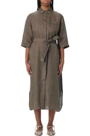 Max Mara Femme, Robes, Vert, Taille: 40 FR Élégante Robe Midi Verte avec Ceinture