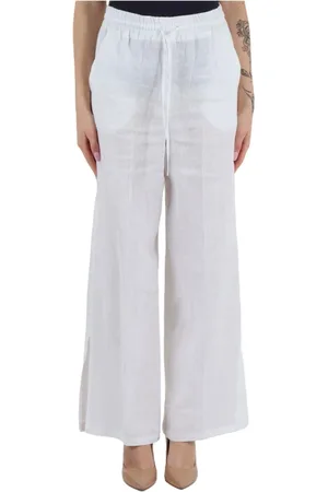 MARELLA Femme, Pantalons, Blanc, Taille: 38 FR Pantalon Palazzo Danse en Lin Blanc