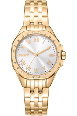 DKNY Femme, Accessoires, Jaune, Taille: ONE Size Elegant Steel Strap Quartz Analog Watch