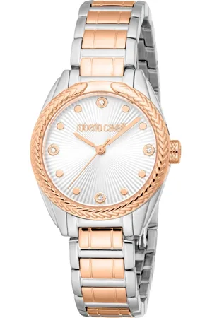 Roberto Cavalli Femme, Accessoires, Gris, Taille: ONE Size Élégante Montre Analogique en Acier Inoxydable avec Quartz