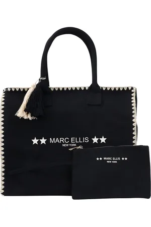 MARC ELLIS Femme, Sacs, Noir, Taille: ONE Size Sac de Plage Noir Élégant avec Pochette