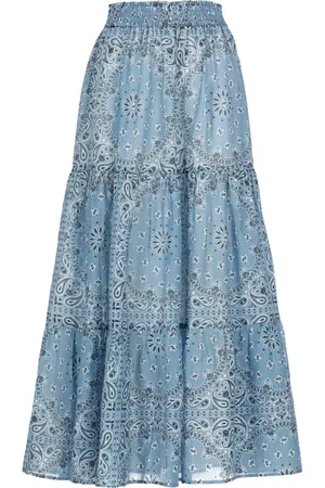 MC2 SAINT BARTH Femme, Jupes, Bleu, Taille: 40 FR Jupe Bleue en Voile Bandanna avec Volant