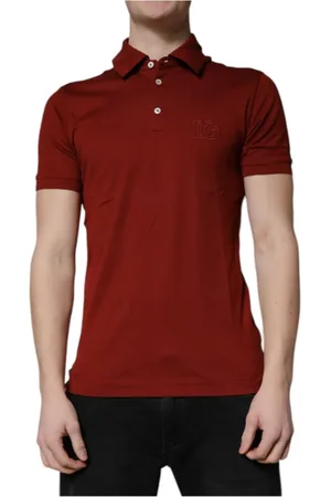 Dolce & Gabbana Homme, Tops, Rouge, Taille: S Polo en Coton Rouge avec Logo