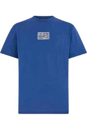 Roberto Cavalli Homme, Tops, Bleu, Taille: S T-shirt à imprimé animalier avec peau de jaguar et de tigre