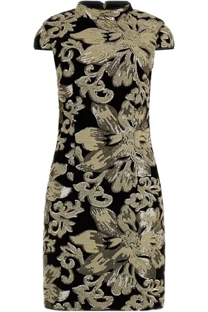 Guess Femme, Robes, Multicolore, Taille: 38 FR Robe de Velours de Luxe Bi-Color