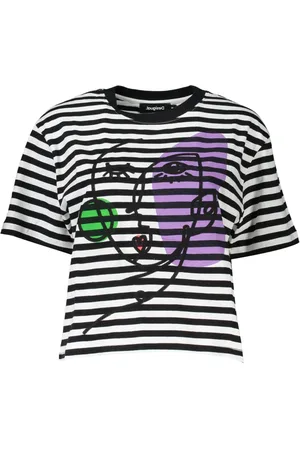 Desigual Femme, Tops, Noir, Taille: 46 FR T-shirt Manches Courtes Col Rond Femme Noir