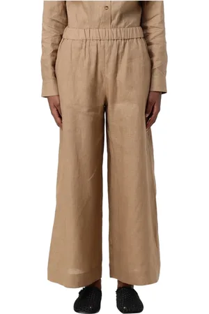 Max Mara Femme, Pantalons, Brun, Taille: 40 FR Pantalon Large Taille Élastique