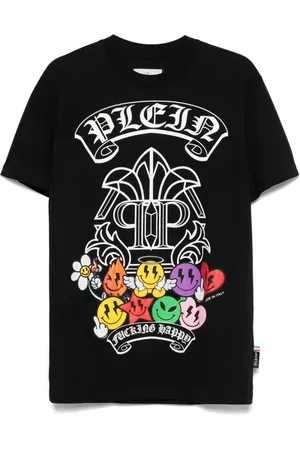Philipp Plein Homme, Tops, Noir, Taille: 2XL T-Shirt Décontracté en Coton