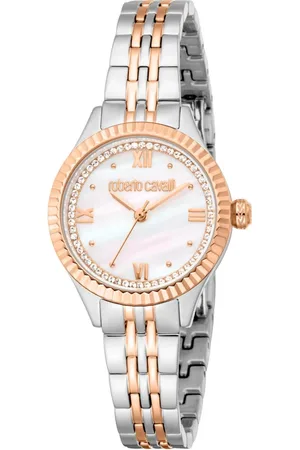Roberto Cavalli Femme, Accessoires, Gris, Taille: ONE Size Élégante Montre en Acier avec Cadran Logo