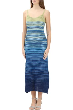 AKEP Femme, Robes, Multicolore, Taille: 38 FR Robe Longue Tricotée Ombre Sweetheart