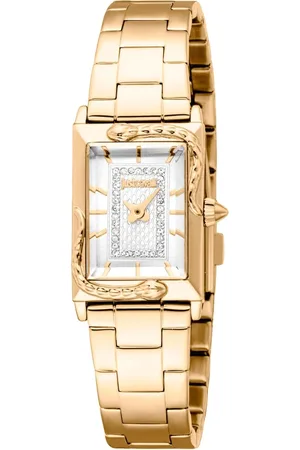 Roberto Cavalli Femme, Accessoires, Jaune, Taille: ONE Size Élégante Montre Analogique à Quartz avec Fermoir Deployant