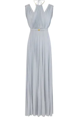 Elisabetta Franchi Femme, Robes, Bleu, Taille: 42 FR Robe Longue Bleue Plissée