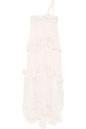 MARIA LUCIA HOHAN Femme, Robes, Rose, Taille: 34 FR Robe Rose à Volants Une Épaule