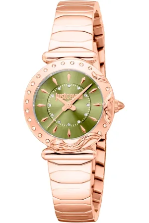 Roberto Cavalli Femme, Accessoires, Jaune, Taille: ONE Size Élégante Montre Analogique en Acier Inoxydable et Quartz