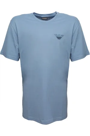 Emporio Armani Homme, Tops, Bleu, Taille: L T-shirt en Coton avec Logo Avant