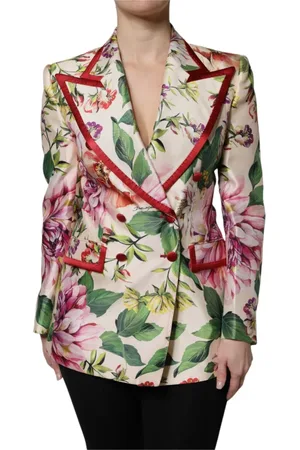Dolce & Gabbana Femme, Vestes, Multicolore, Taille: 34 FR Veste florale à double boutonnage