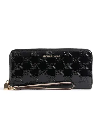 Michael Kors Femme, Accessoires, Noir, Taille: ONE Size Portefeuille Chic en Similicuir Verni avec Logo