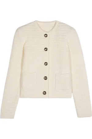Bash Femme, Pulls, , Taille: 36 FR Cardigan en Coton Biologique avec Boutons Dorés et Noirs