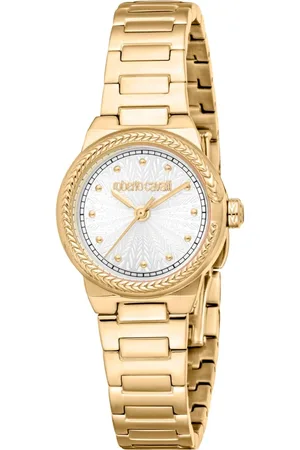 Roberto Cavalli Femme, Accessoires, Jaune, Taille: ONE Size Élégante Montre Analogique à Quartz avec Fermoir Deployant