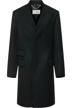 Maison Margiela Femme, Manteaux, Noir, Taille: 36 FR Manteau Laine Noir Col V Style