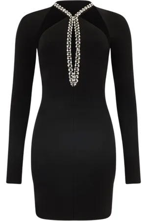 Roberto Cavalli Femme, Robes, Noir, Taille: 40 FR Mini Robe Halter en Cristal