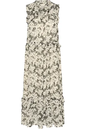 Part Two Femme, Robes, Multicolore, Taille: 36 FR Robe Noire à Imprimé Fleurs Contrastées