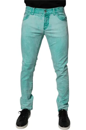 Dolce & Gabbana Homme, Jeans, Vert, Taille: M Jean Skinny en Denim Vert Tie Dye