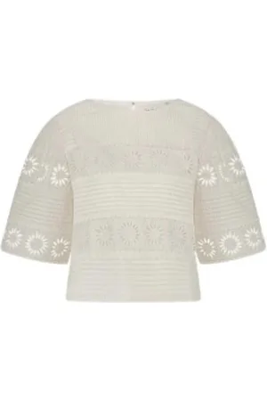 Fabienne Chapot Femme, Blouses et Chemises, Blanc, Taille: 40 FR Blouse brodée de soleils