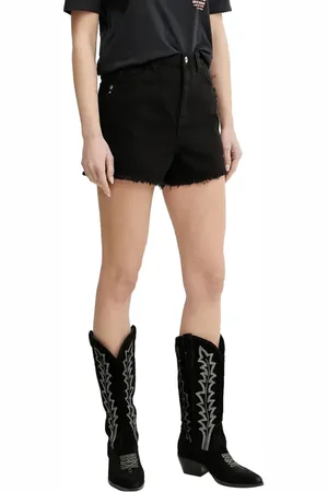 Patrizia Pepe Femme, Shorts, Noir, Taille: W28 Shorts en Denim Noir avec Détails Uniques